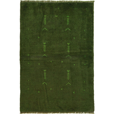 Overdyed Area Rug Handmade Green Geometric 3x5 ft