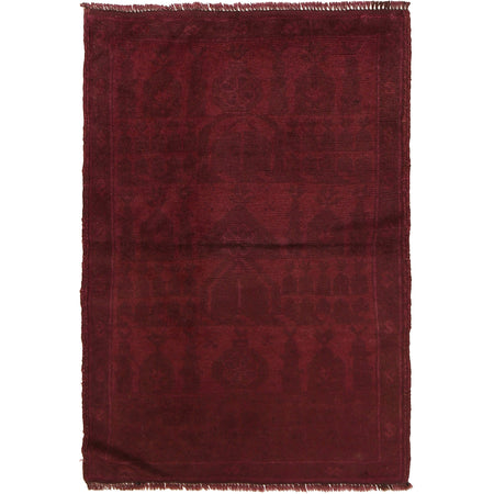 Overdyed Area Rug Handmade Purple Geometric 2x4 ft