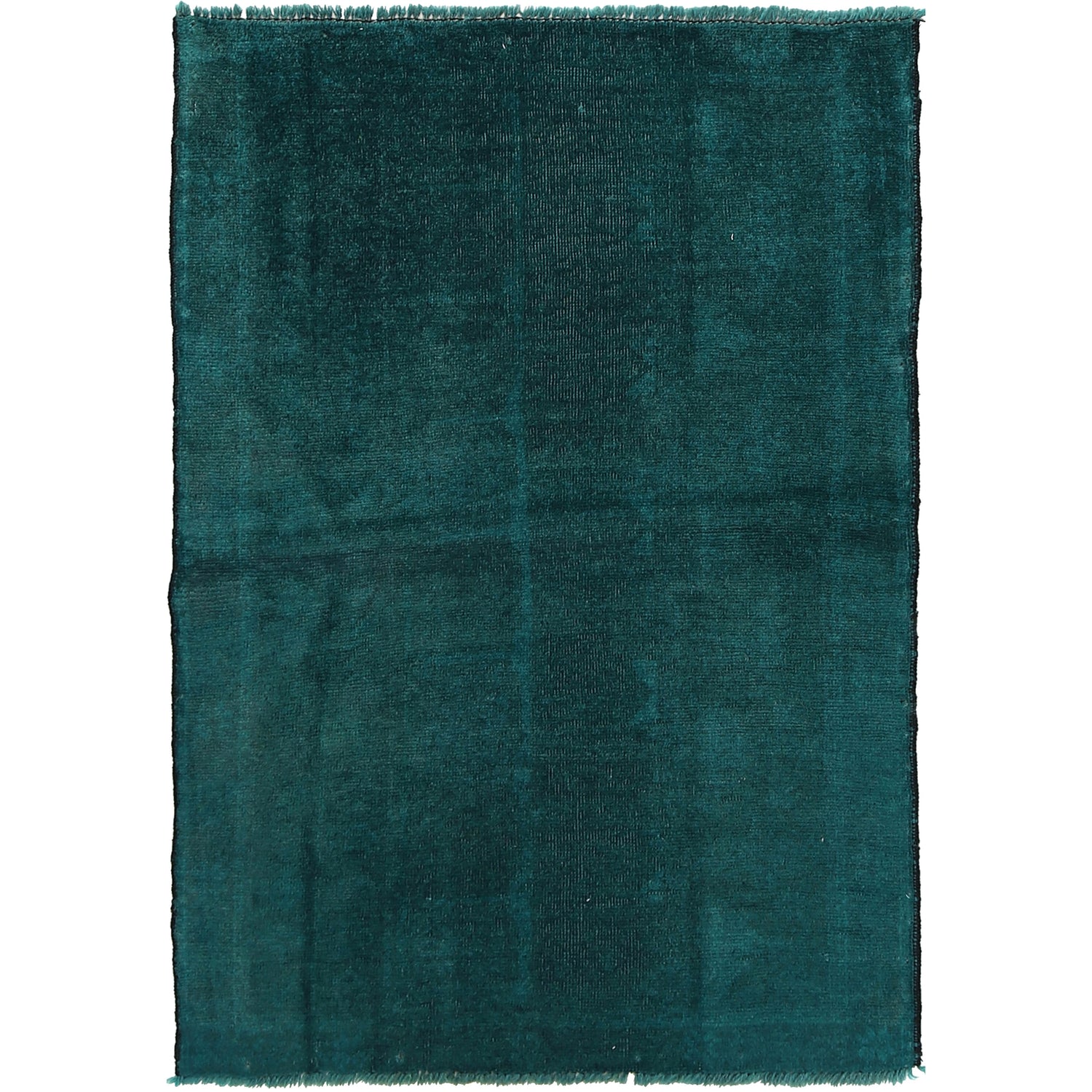 Overdyed Area Rug Handmade Blue Geometric 2x4 ft