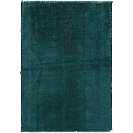 Overdyed Area Rug Handmade Blue Geometric 2x4 ft