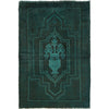 Overdyed Area Rug Handmade Blue Geometric 2x4 ft