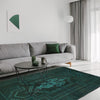 Overdyed Area Rug Handmade Blue Geometric 2x4 ft