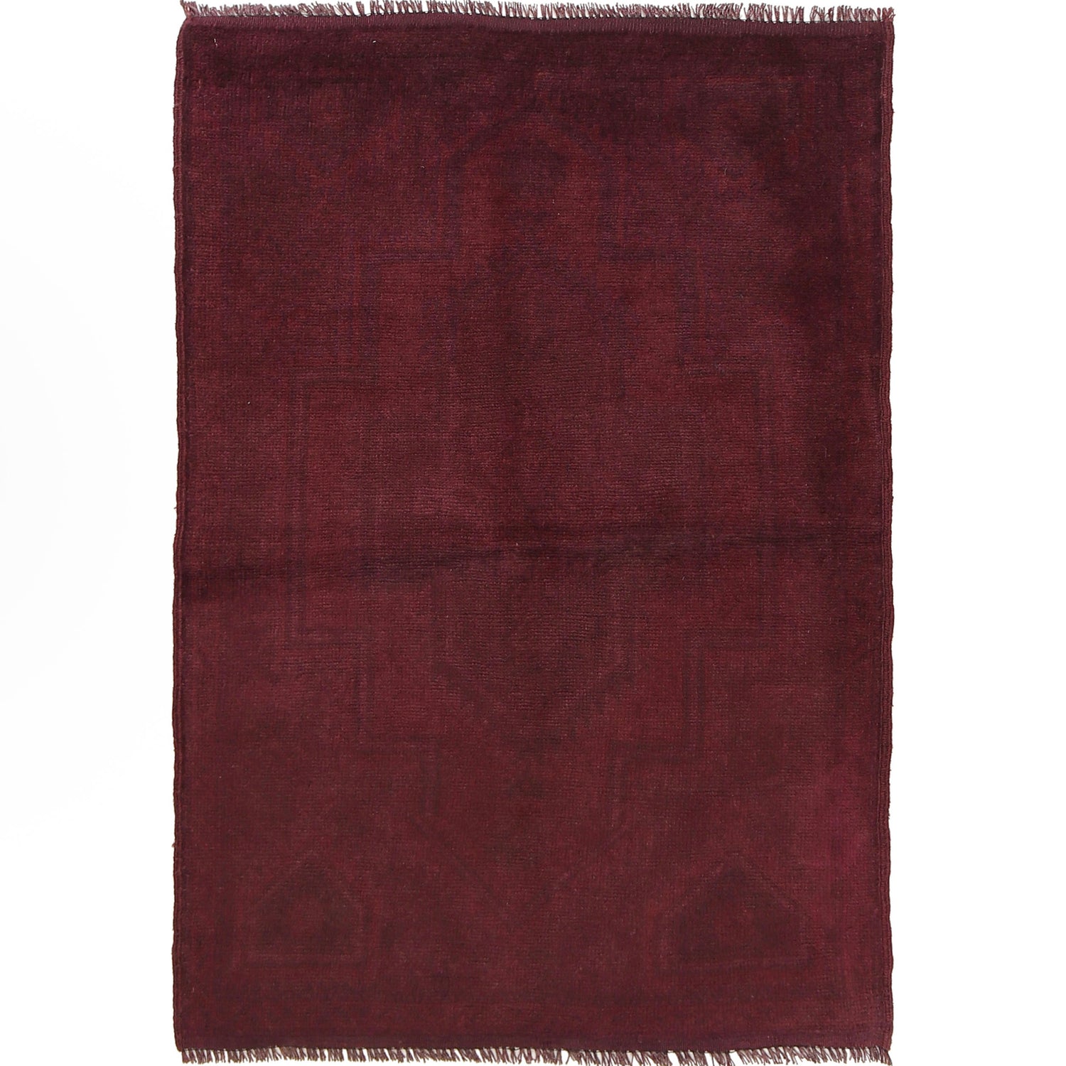 Overdyed Area Rug Handmade Purple Geometric 3x5 ft