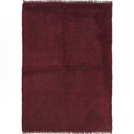Overdyed Area Rug Handmade Purple Geometric 3x5 ft