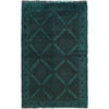 Overdyed Area Rug Handmade Blue Geometric 2x4 ft