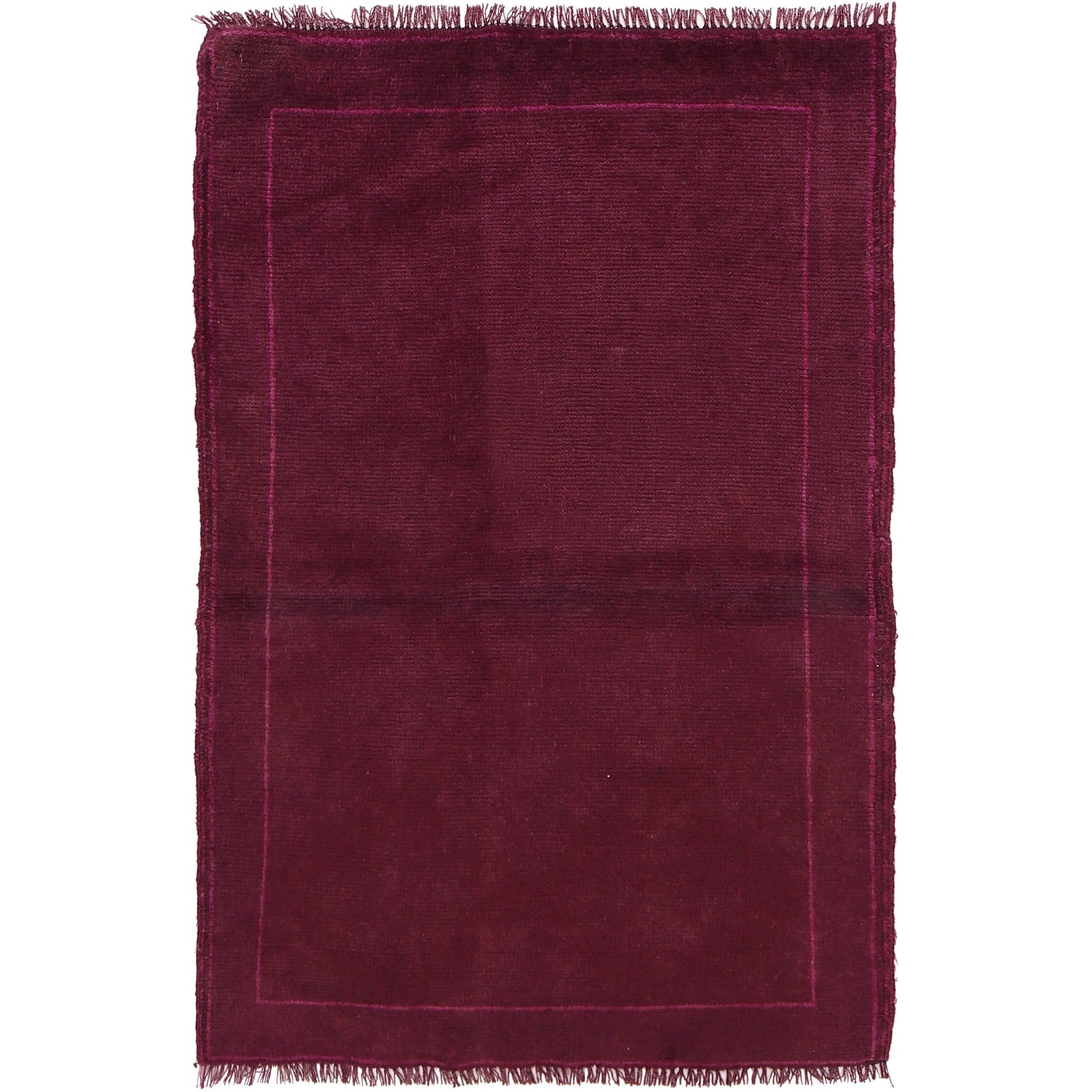 Overdyed Area Rug Handmade Purple Geometric 3x5 ft