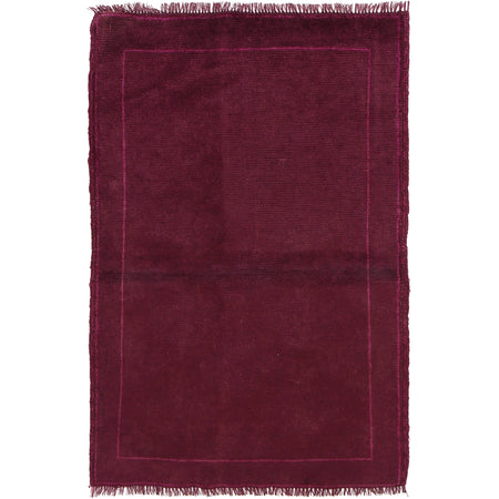 Overdyed Area Rug Handmade Purple Geometric 3x5 ft
