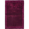 Overdyed Area Rug Handmade Purple Geometric 2x4 ft