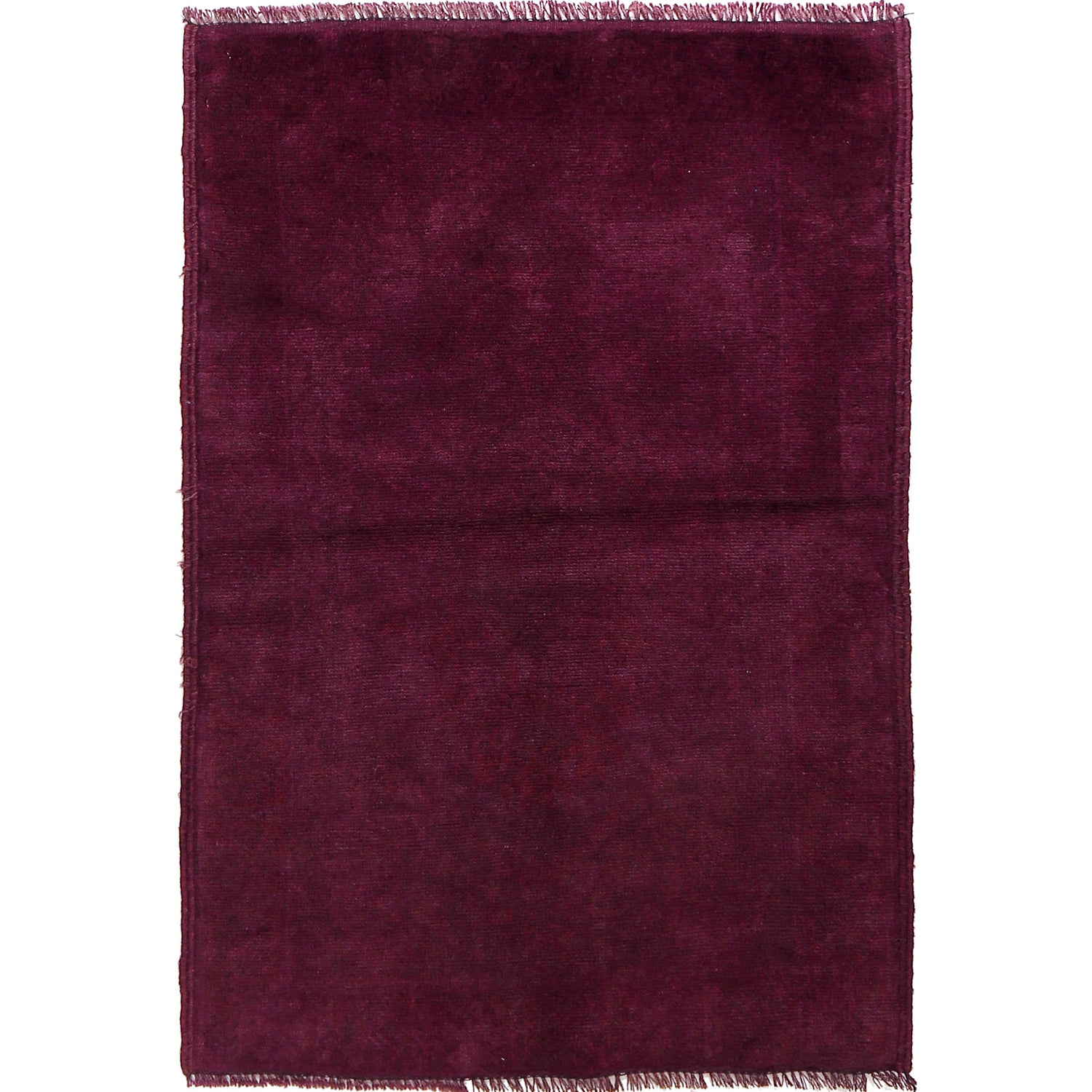 Overdyed Area Rug Handmade Purple Geometric 2x4 ft