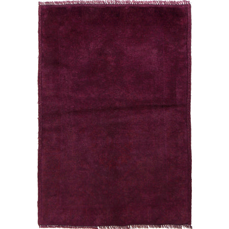 Overdyed Area Rug Handmade Purple Geometric 2x4 ft