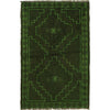 Overdyed Area Rug Handmade Green Geometric 2x4 ft