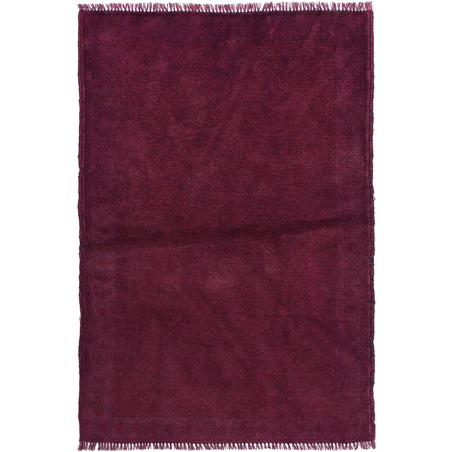 Overdyed Area Rug Handmade Purple Geometric 3x5 ft