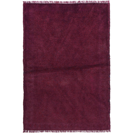 Overdyed Area Rug Handmade Purple Geometric 3x5 ft