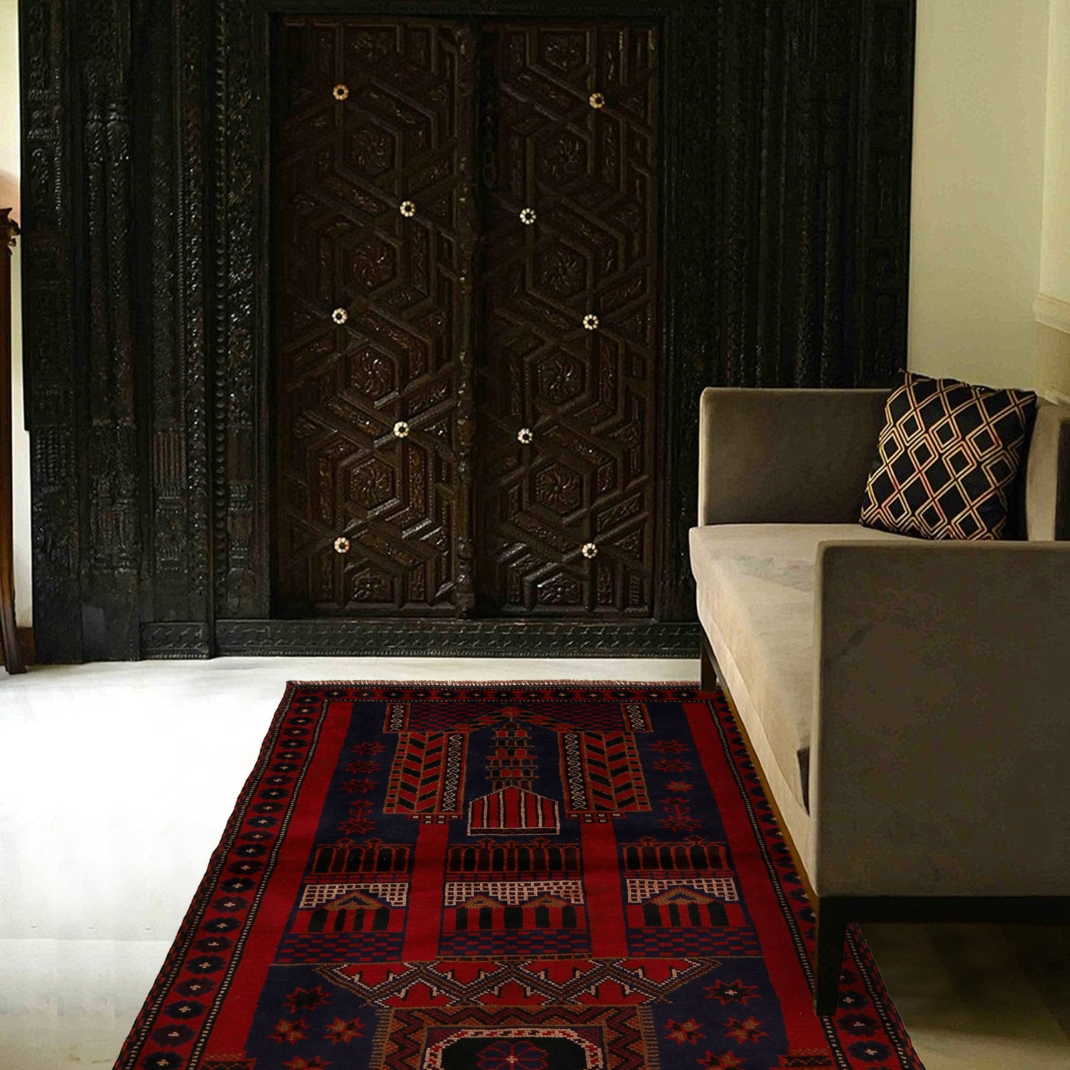 Baluchi Rug Handmade Multi Prayer Design 3x5 ft