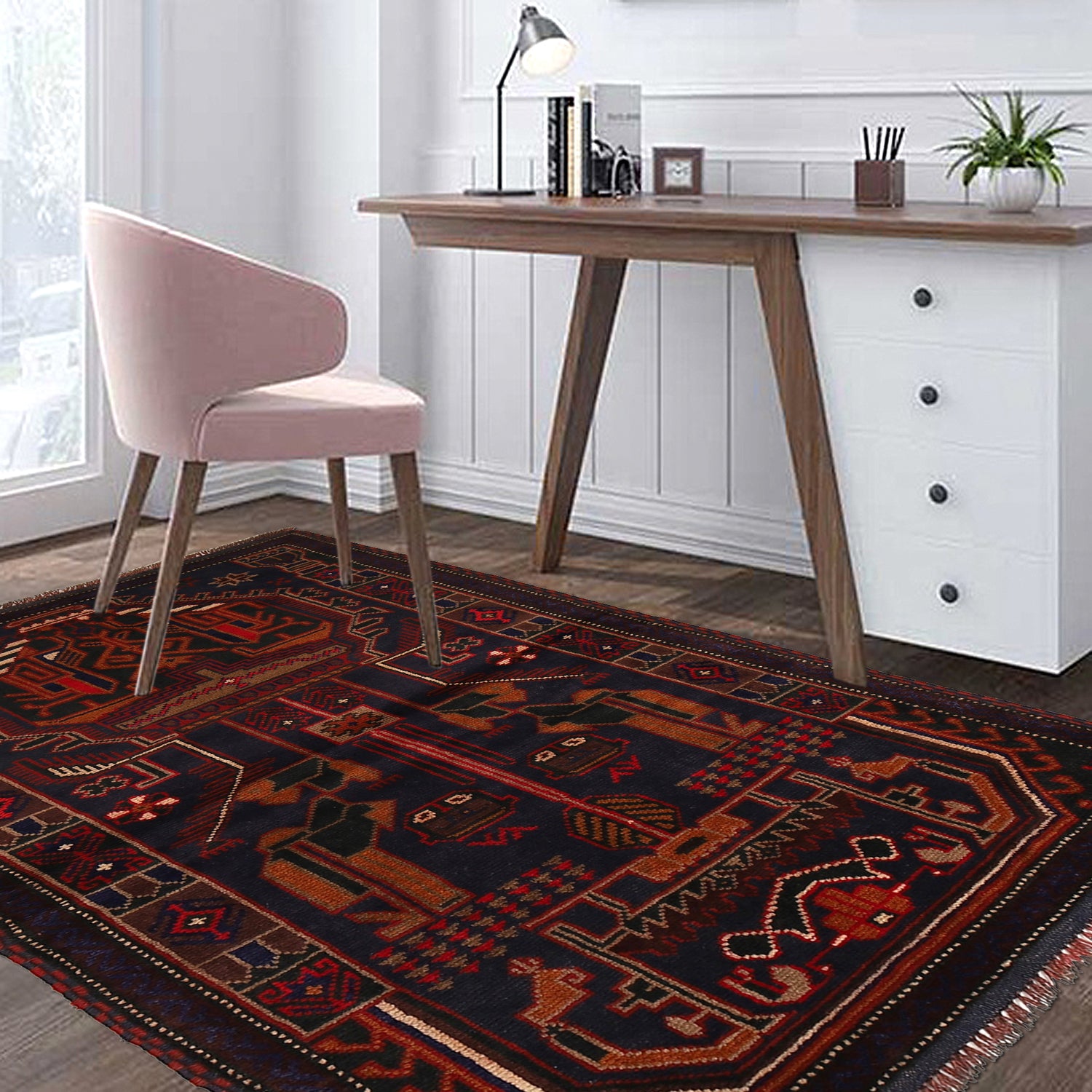 Baluchi Rug Handmade Multi Prayer Design 3x5 ft