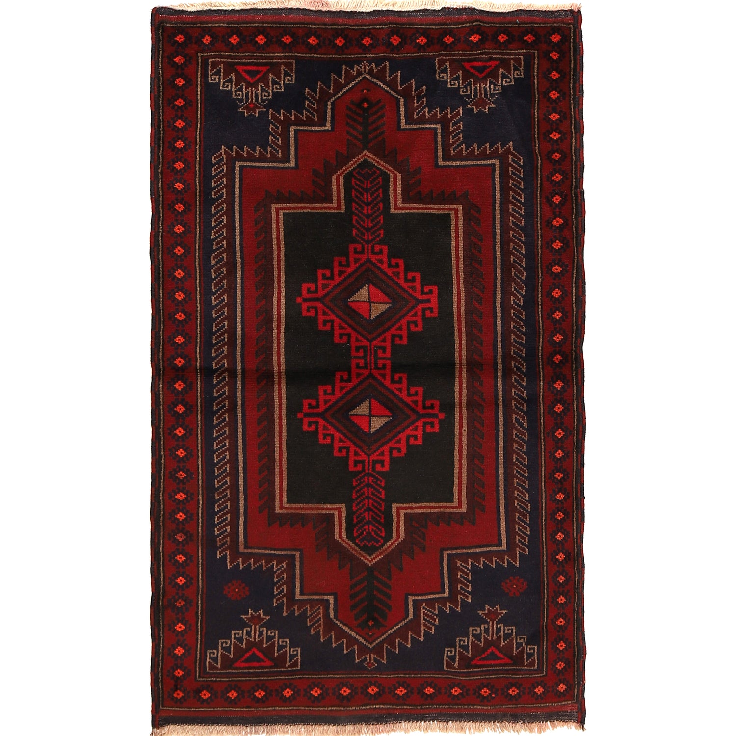 Baluchi Rug Handmade Multi Geometric 3x5 ft