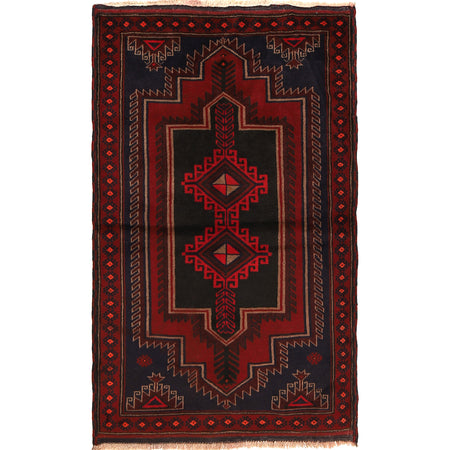 Baluchi Rug Handmade Multi Geometric 3x5 ft