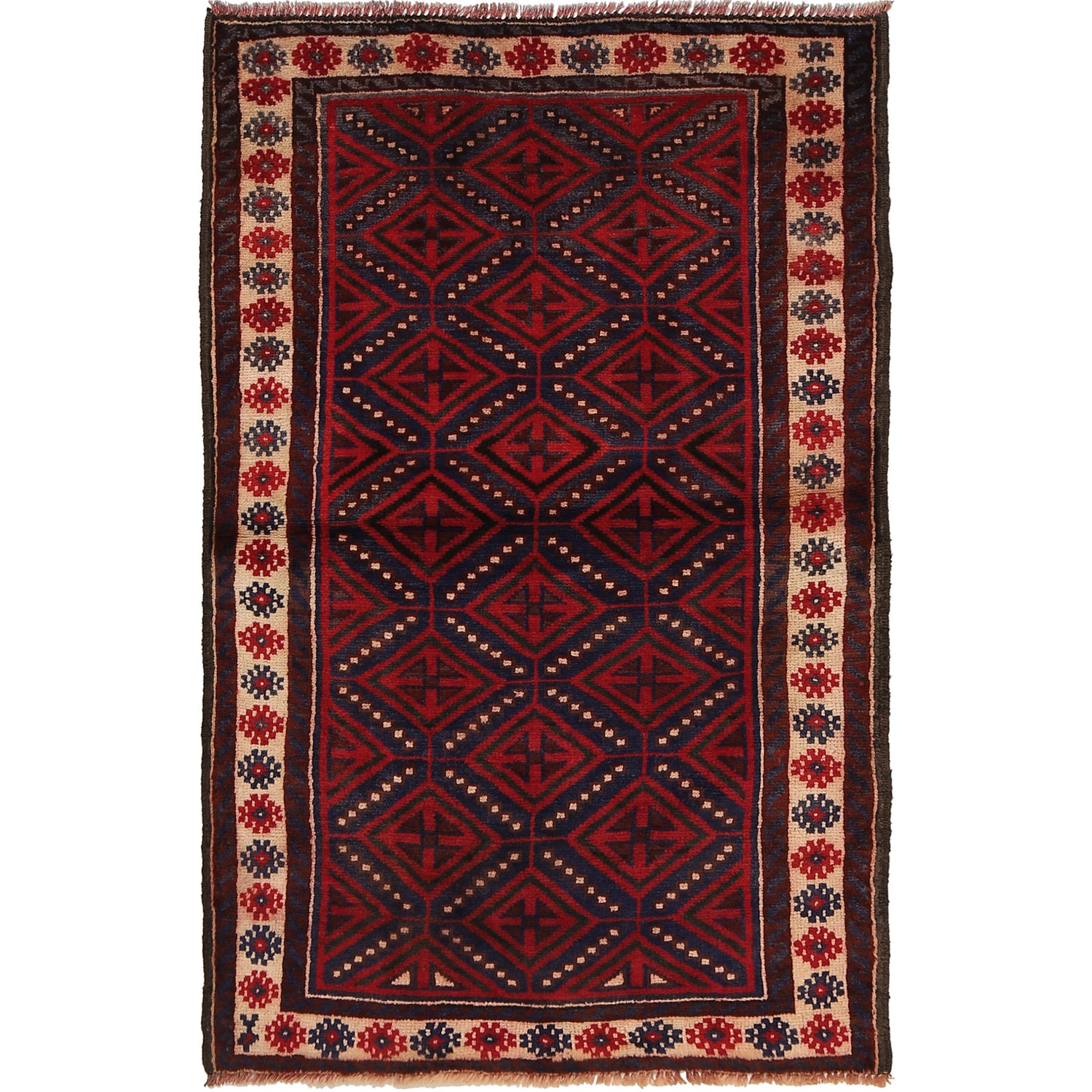 Baluchi Rug Handmade Multi Floral 3x5 ft