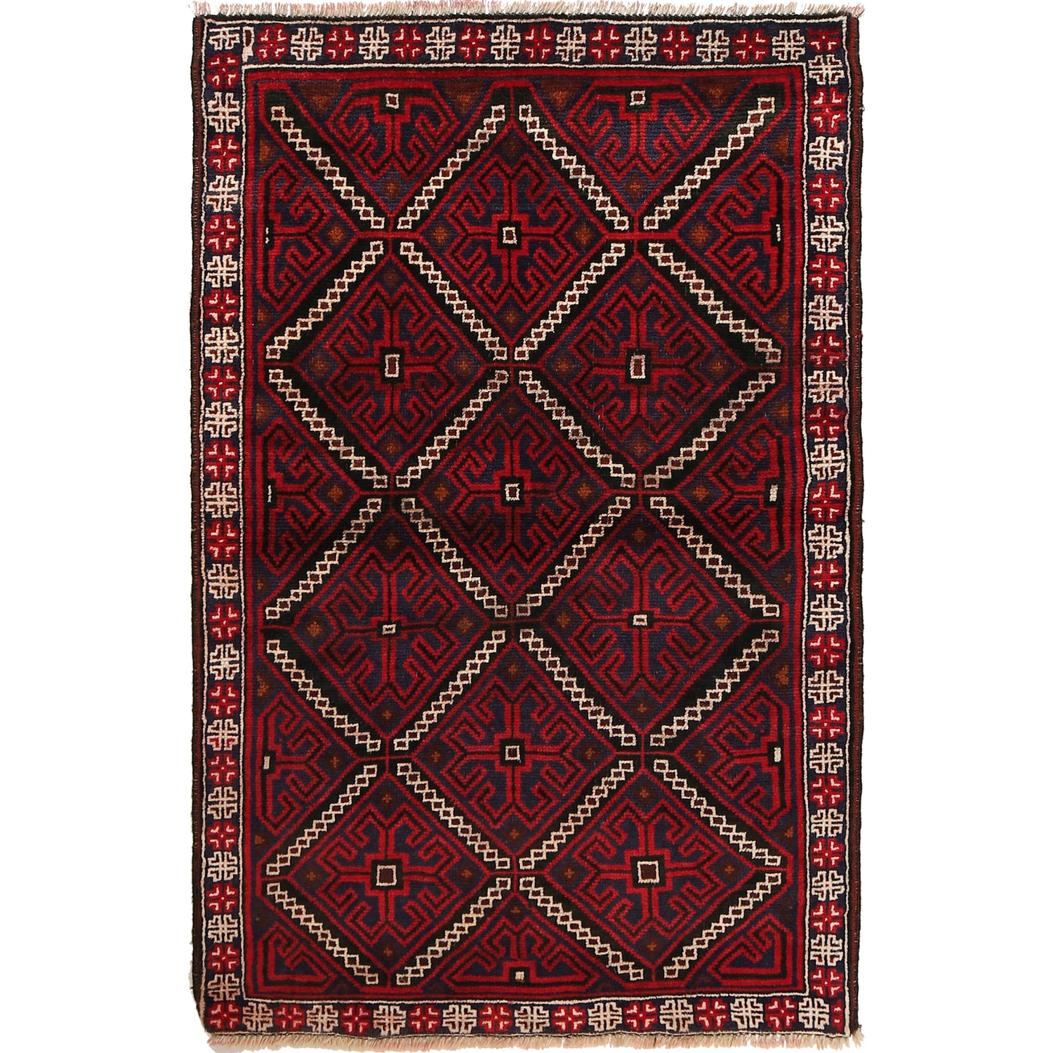 Baluchi Rug Handmade Multi Geometric 3x5 ft