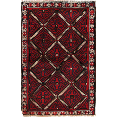 Baluchi Rug Handmade Multi Geometric 3x5 ft