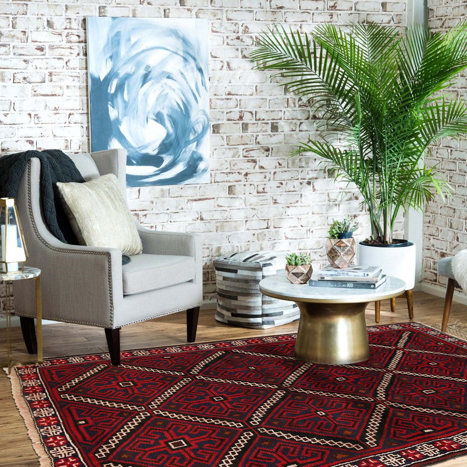 Baluchi Rug Handmade Multi Geometric 3x5 ft