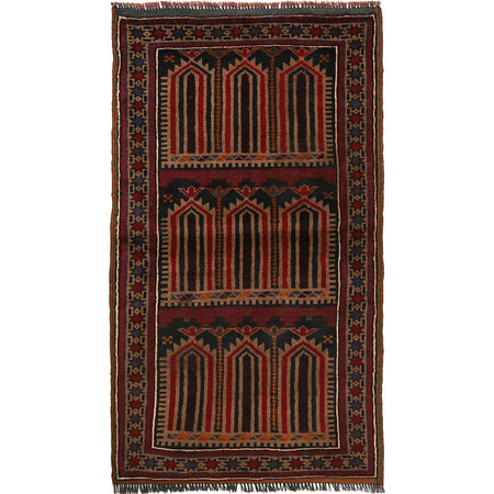 Baluchi Rug Handmade Multi Prayer Design 3x5 ft