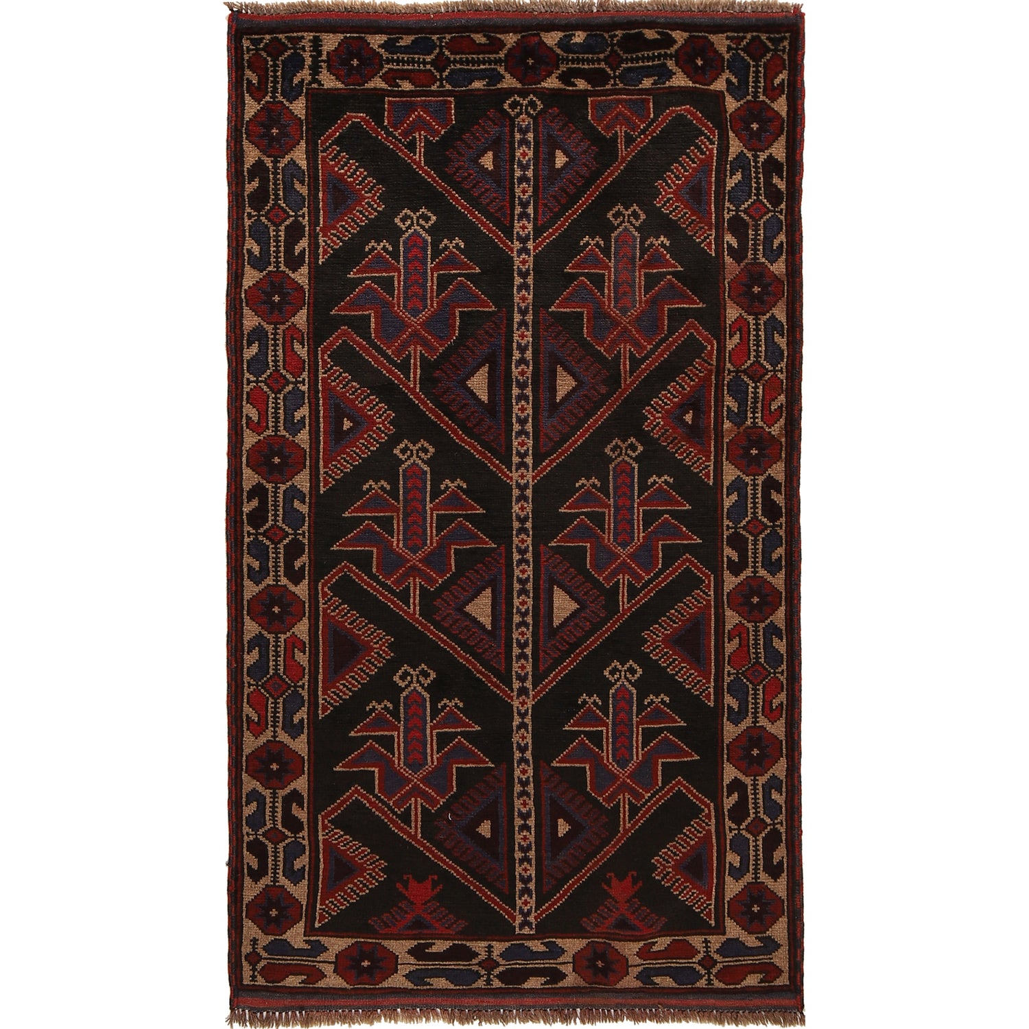 Baluchi Rug Handmade Multi Floral 3x5 ft