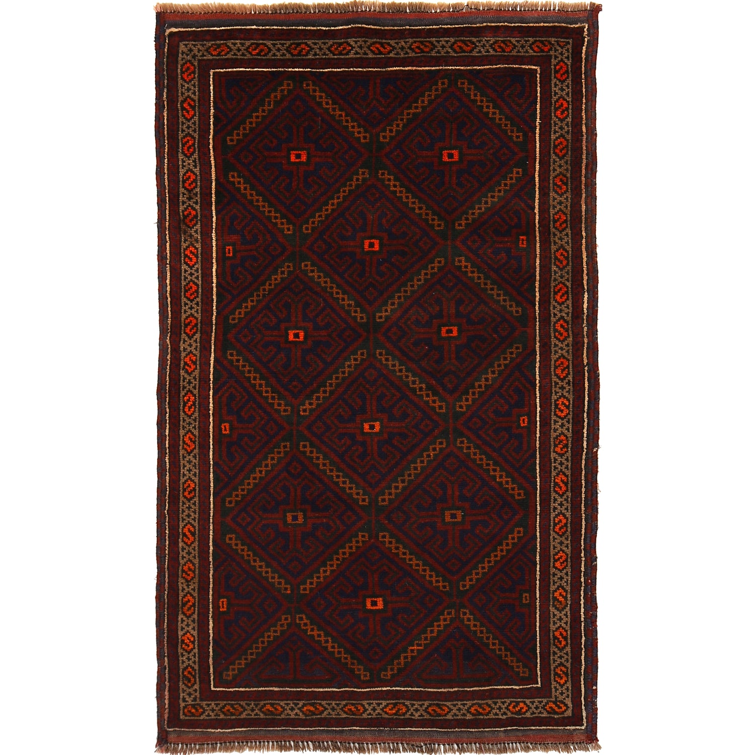 Baluchi Rug Handmade Multi Geometric 3x5 ft