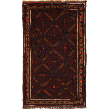 Baluchi Rug Handmade Multi Geometric 3x5 ft