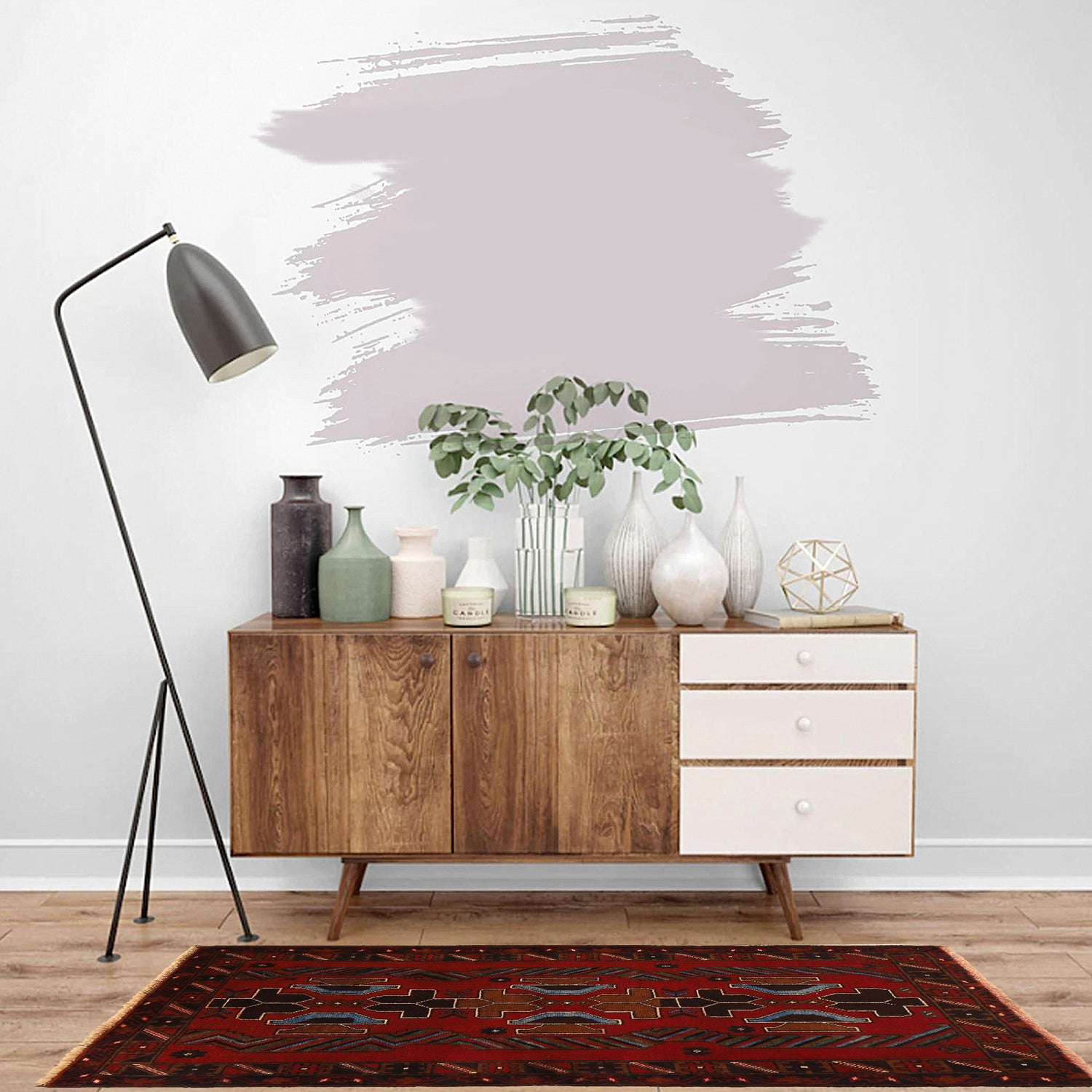 Baluchi Rug Handmade Red Geometric 2x4 ft