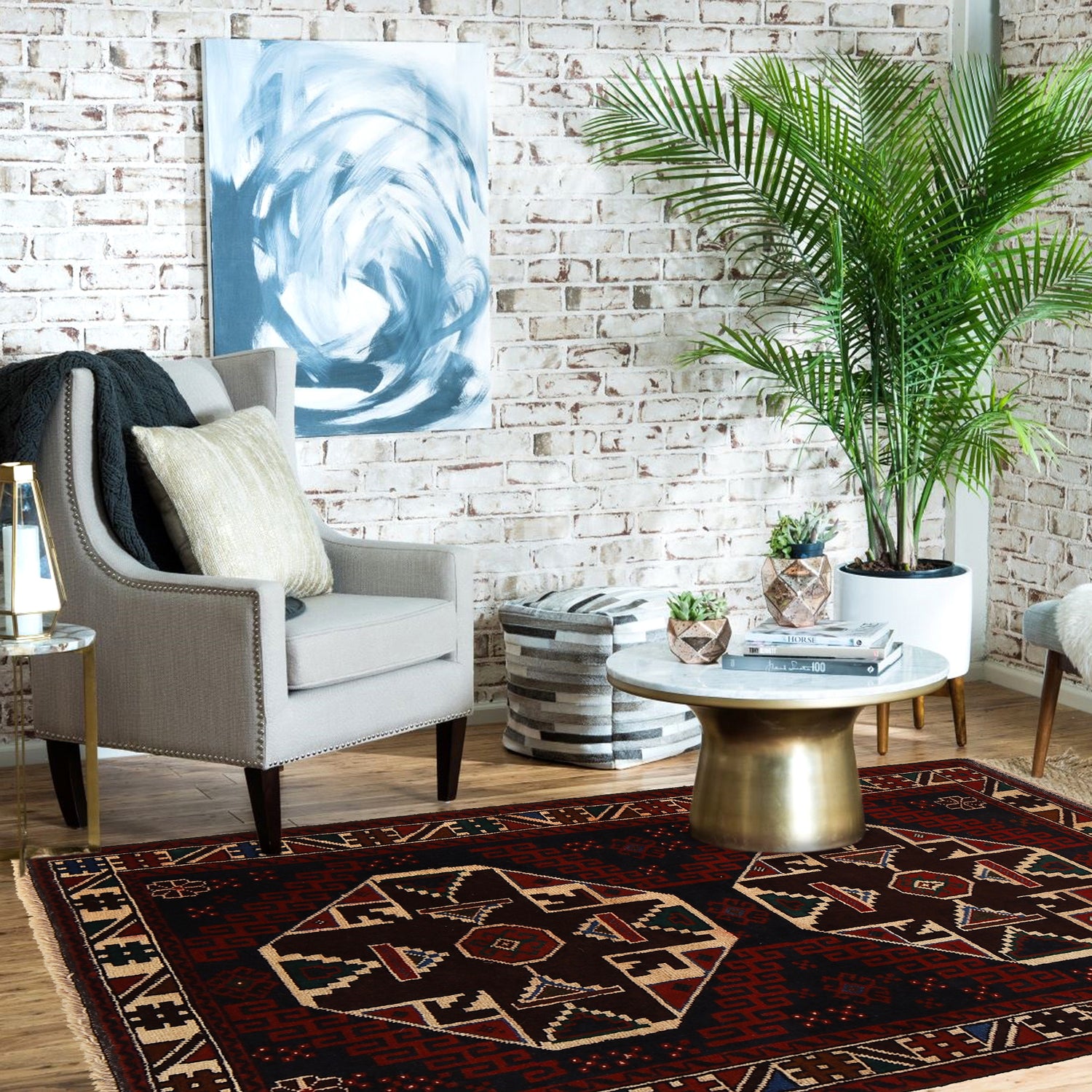 Baluchi Rug Handmade Multi Geometric 3x5 ft
