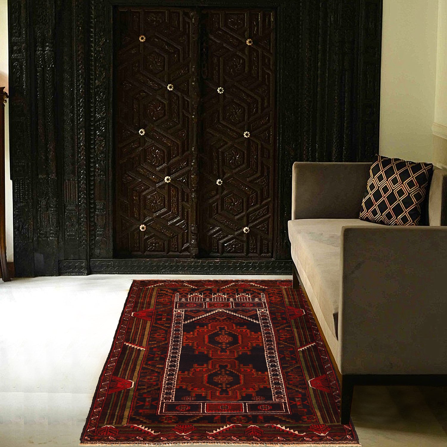 Baluchi Rug Handmade Multi Prayer Design 3x5 ft