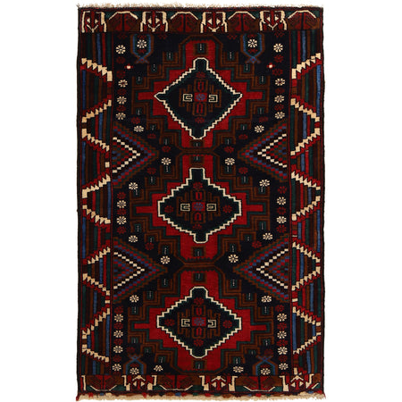 Baluchi Rug Handmade Multi Geometric 3x5 ft