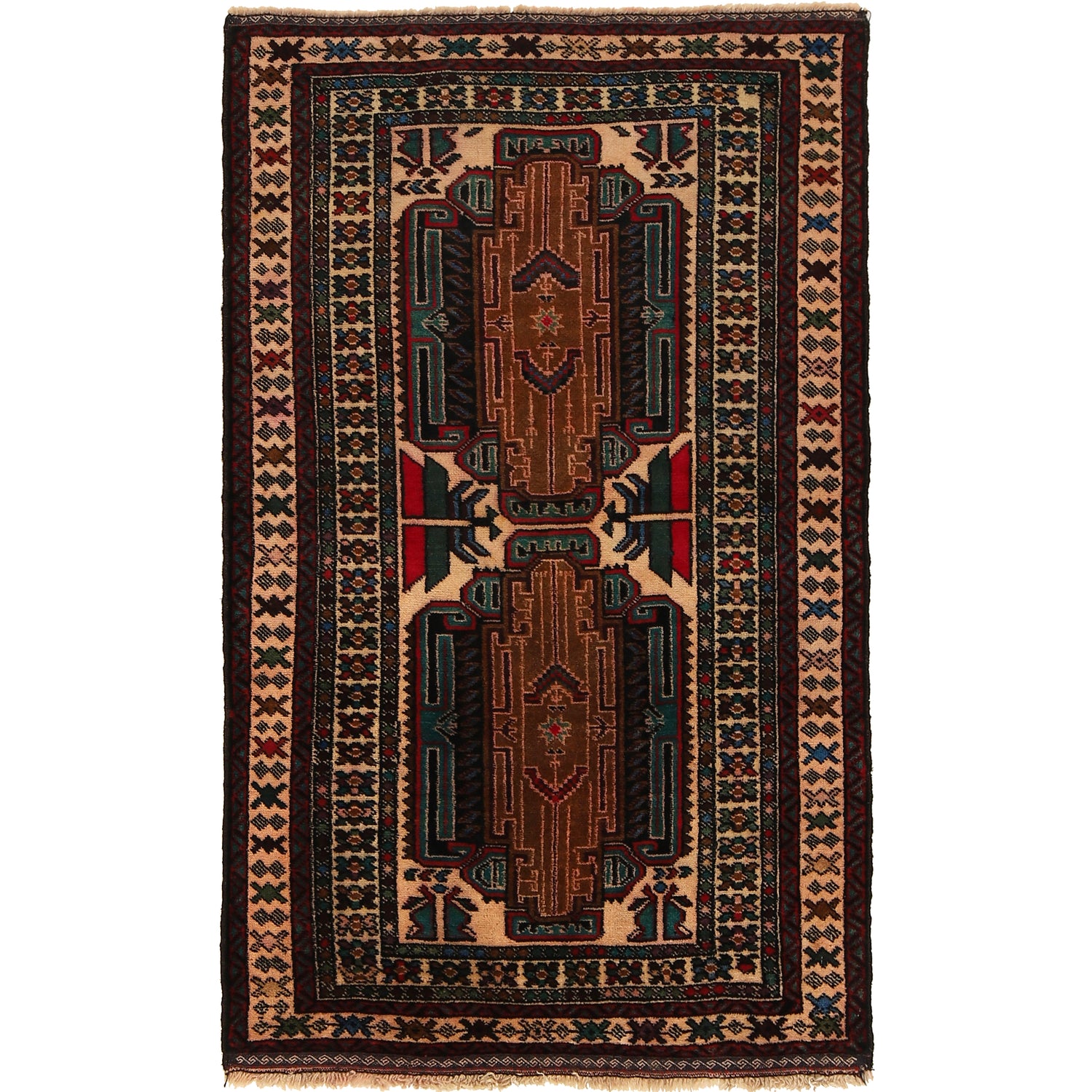 Baluchi Rug Handmade Multi Geometric 3x5 ft