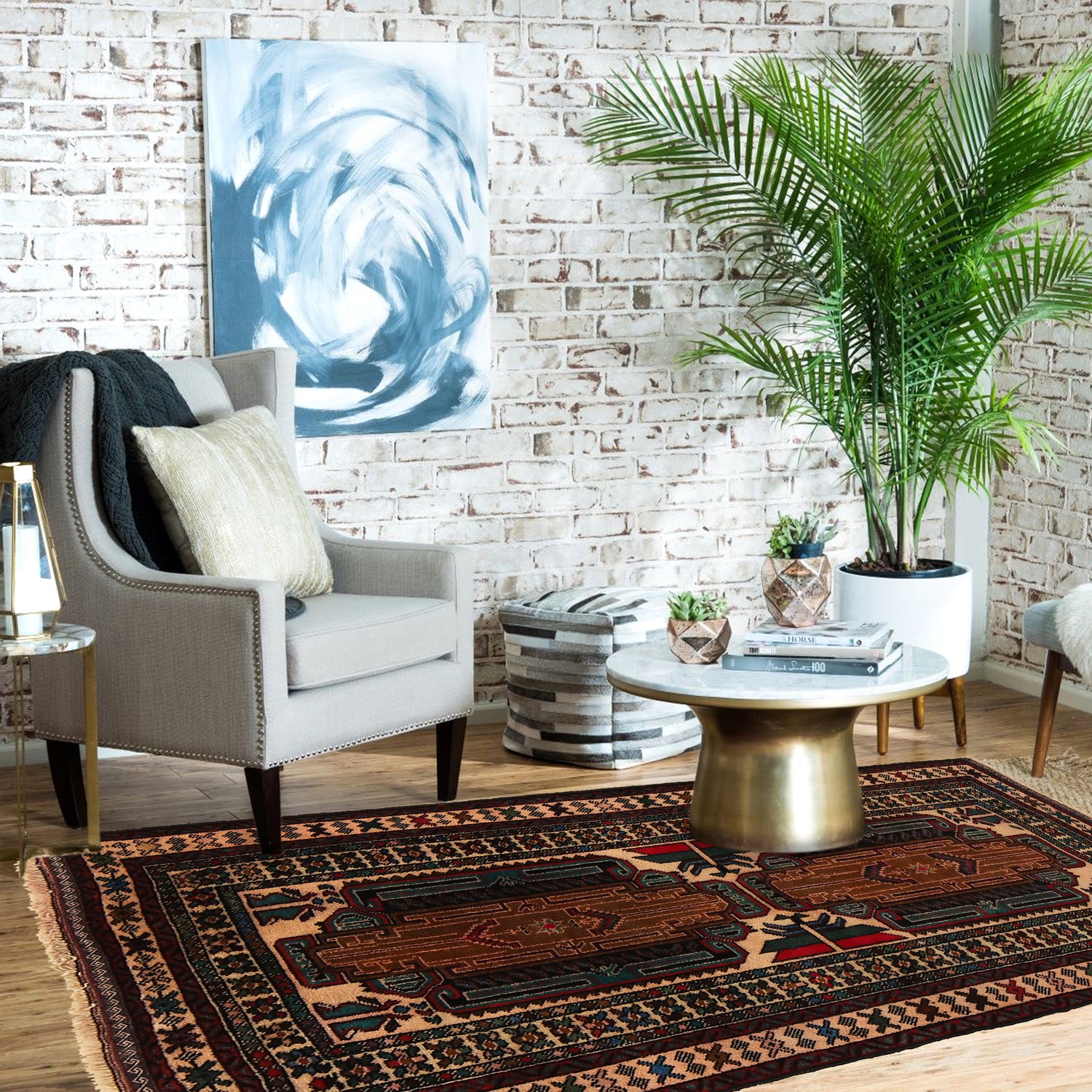 Baluchi Rug Handmade Multi Geometric 3x5 ft