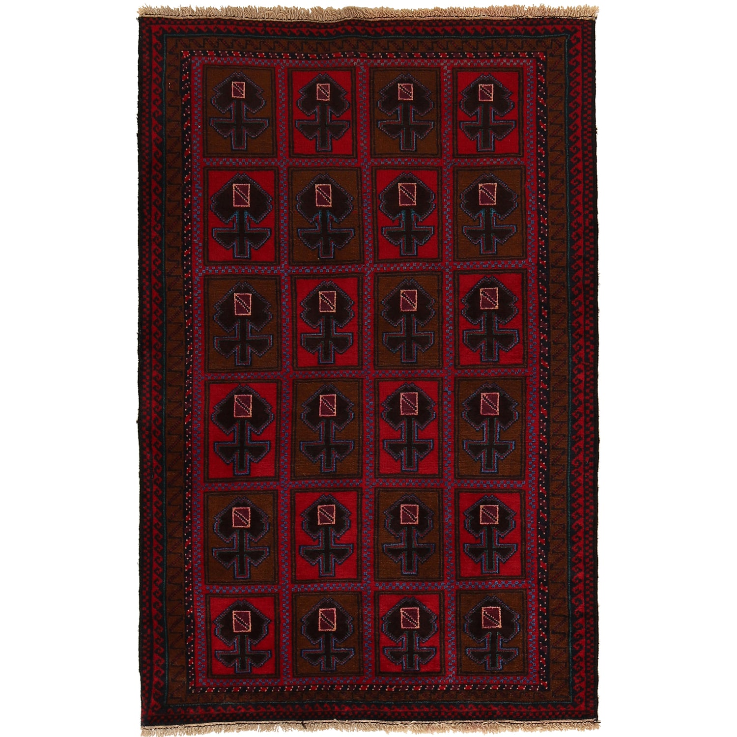 Baluchi Rug Handmade Multi Geometric 3x5 ft