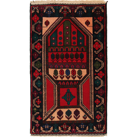 Baluchi Rug Handmade Multi Prayer Design 3x5 ft