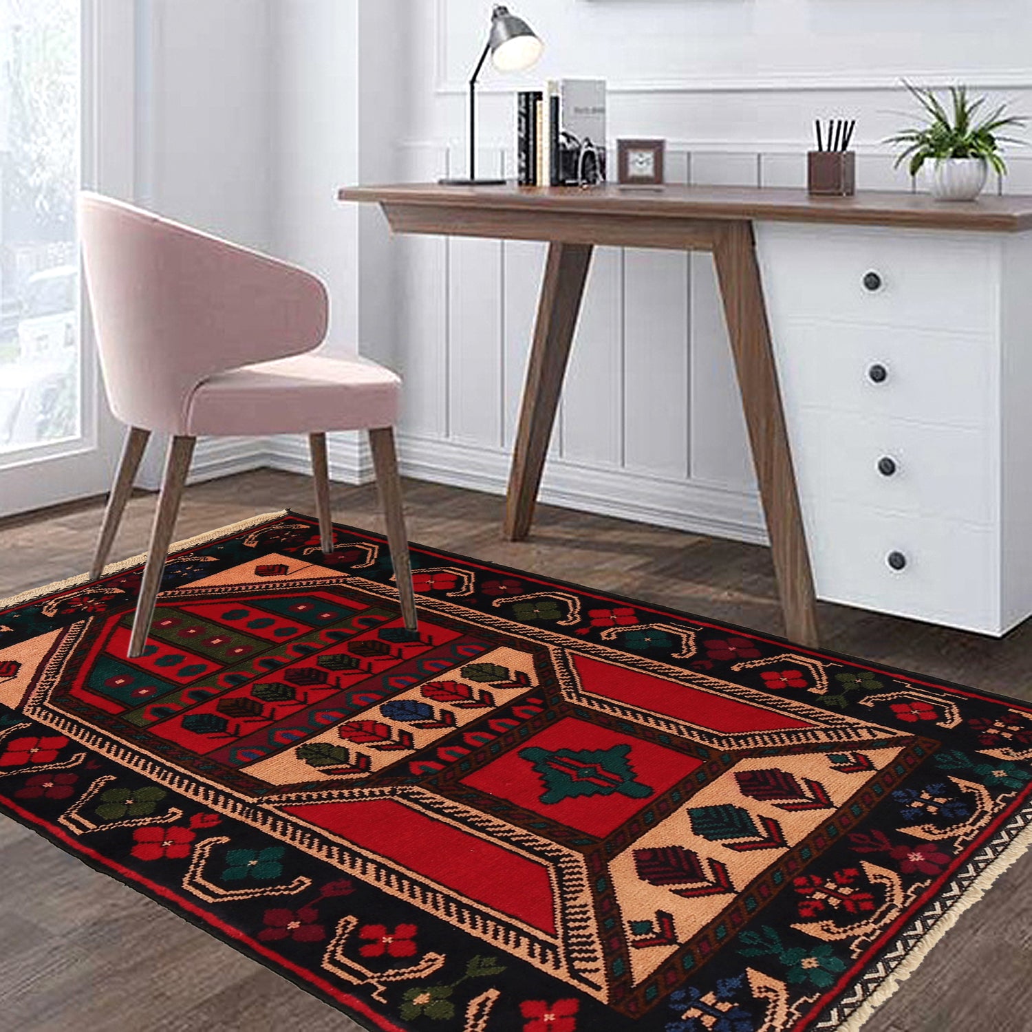 Baluchi Rug Handmade Multi Prayer Design 3x5 ft