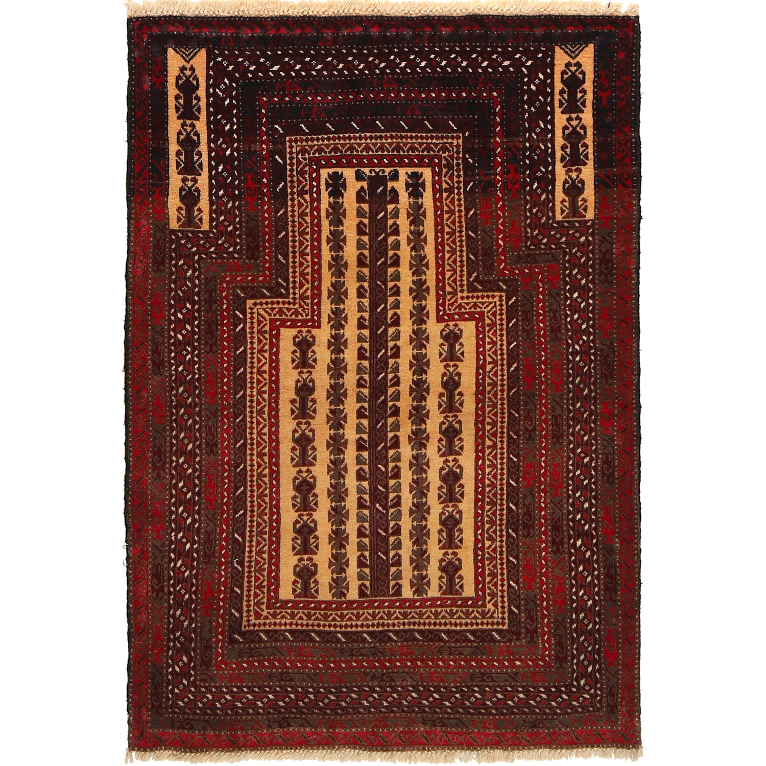 Baluchi Rug Handmade Multi Prayer Design 2x4 ft