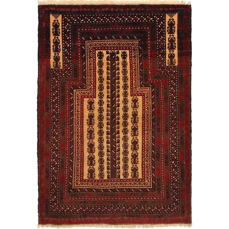 Baluchi Rug Handmade Multi Prayer Design 2x4 ft