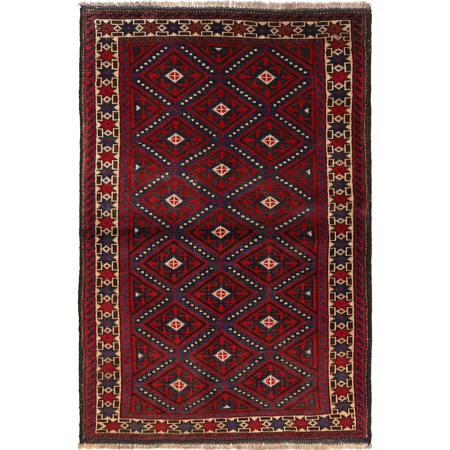 Baluchi Rug Handmade Multi Geometric 3x5 ft