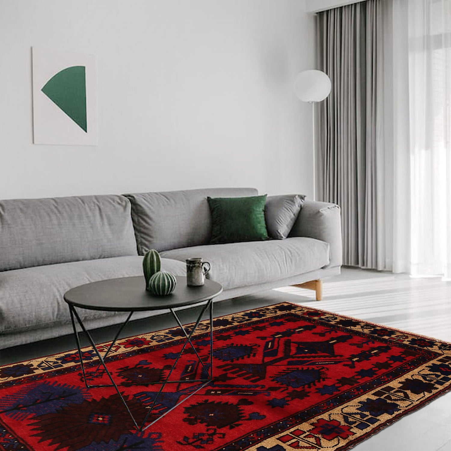 Baluchi Rug Handmade Red Prayer Design 2x4 ft