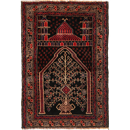Baluchi Rug Handmade Multi Prayer Design 2x4 ft