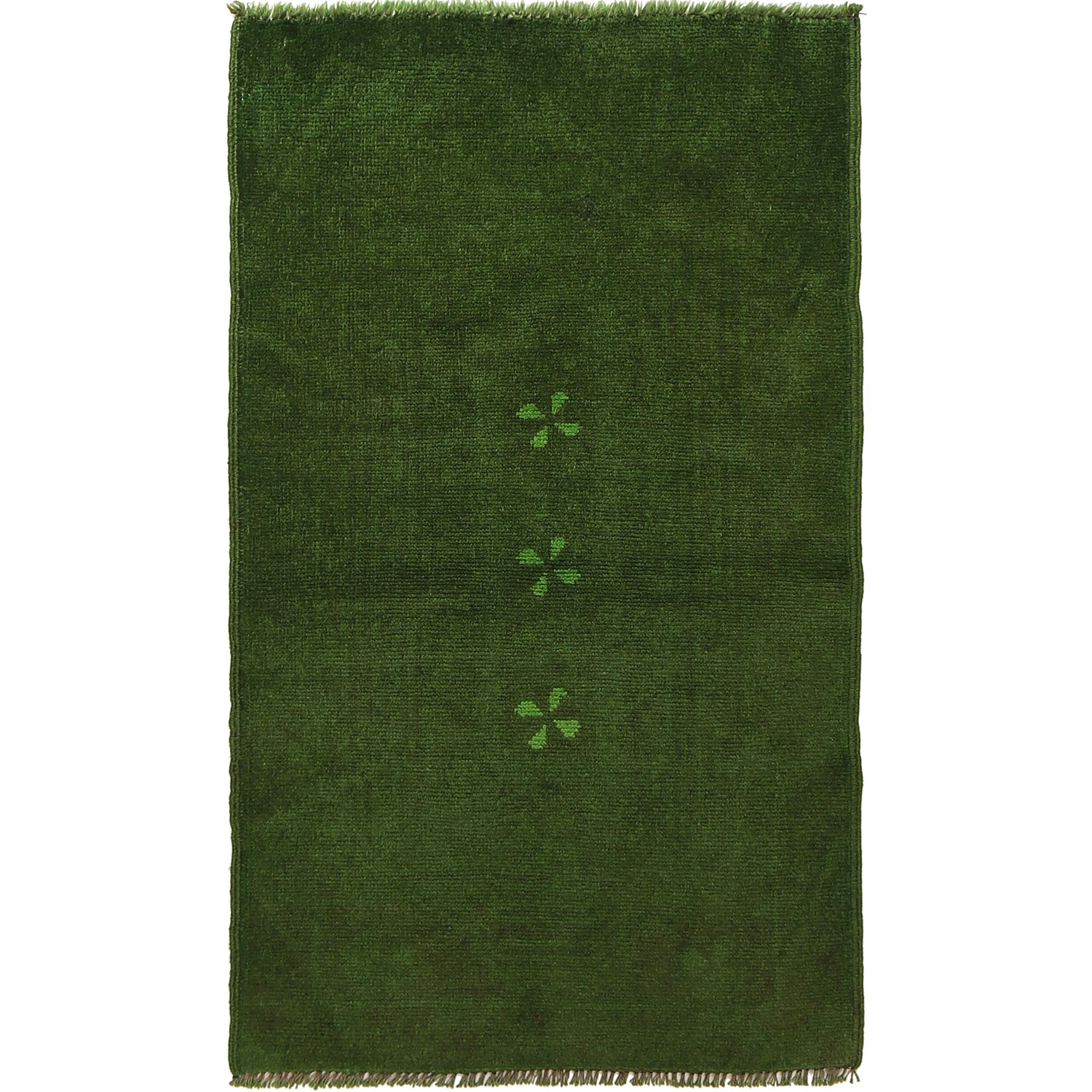 Overdyed Area Rug Handmade Green Geometric 2x4 ft
