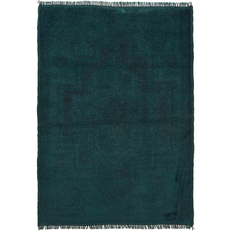 Overdyed Area Rug Handmade Blue Geometric 2x4 ft