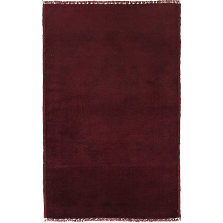 Overdyed Area Rug Handmade Purple Geometric 2x4 ft