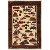 War Area Rug Handmade Ivory Tank 2x4 ft