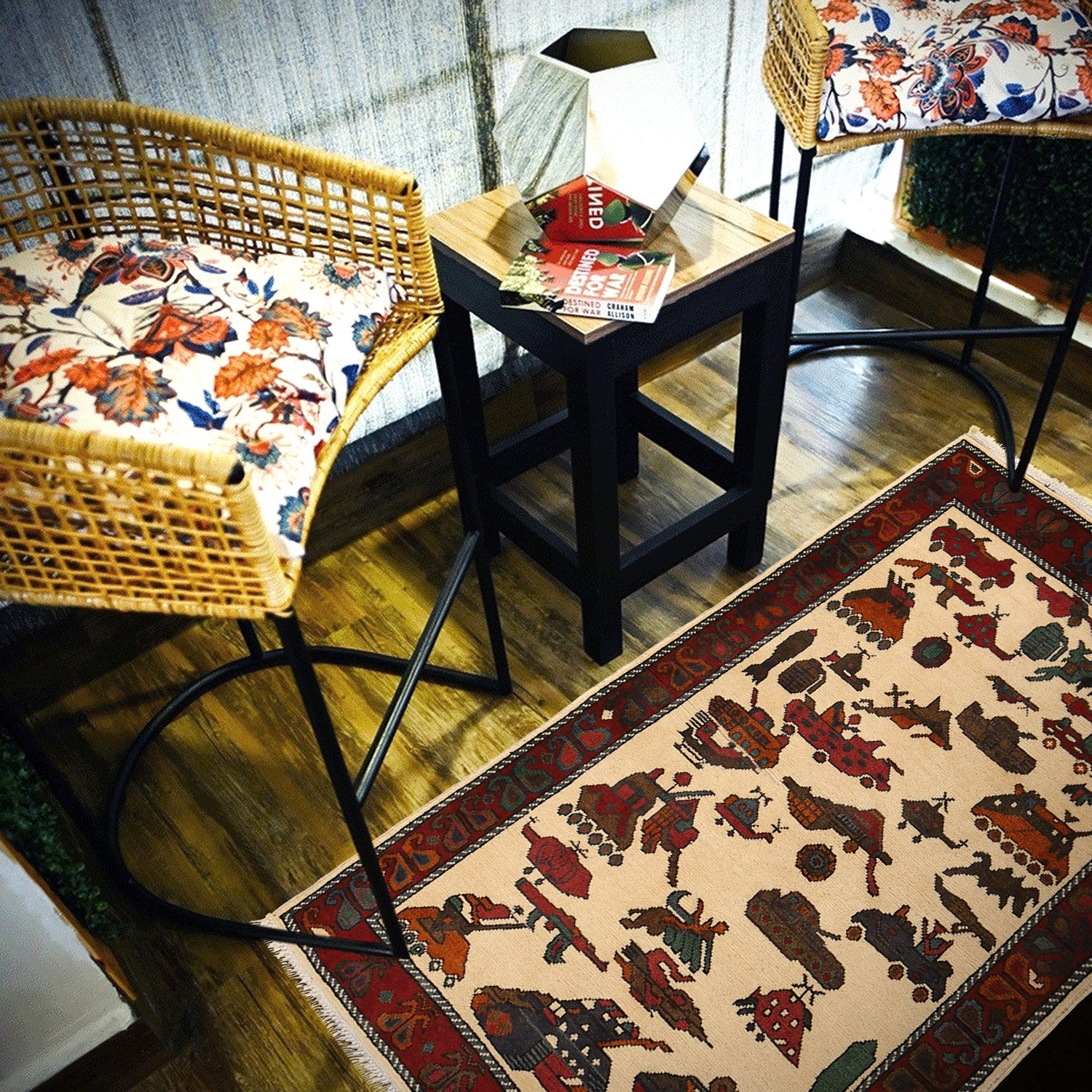 War Area Rug Handmade Ivory Tank 2x4 ft