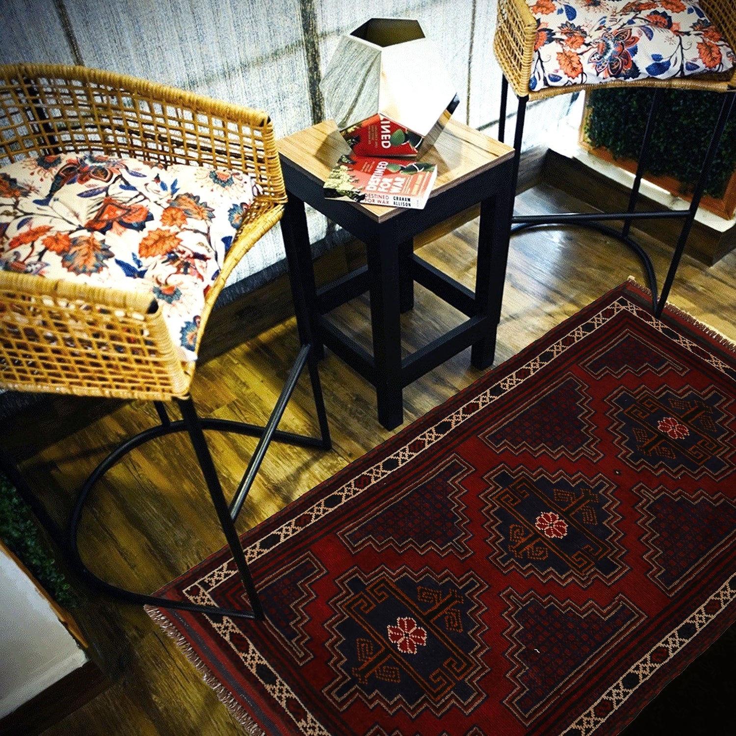 Baluchi Rug Handmade Red Floral 3x5 ft