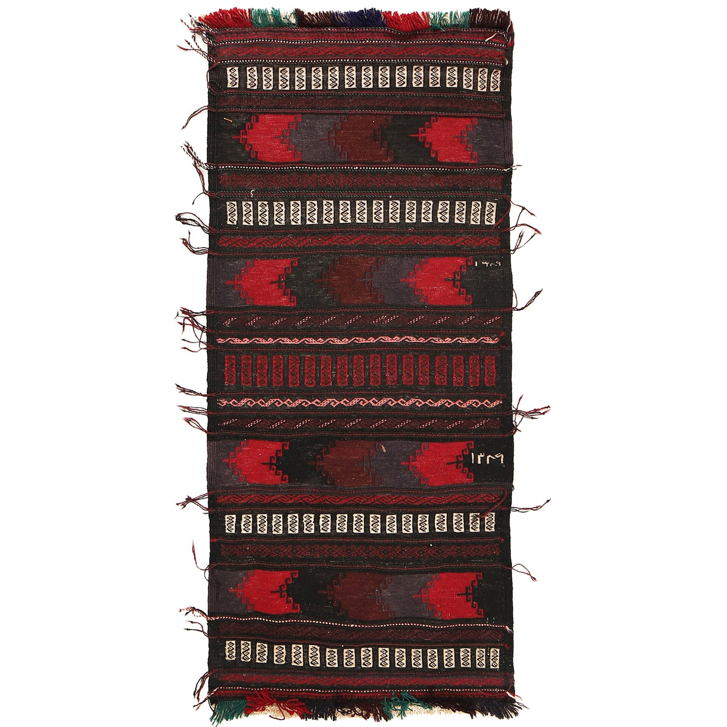Table Sheet Runner Rug Handmade Multi Curvilinear 5' Runner